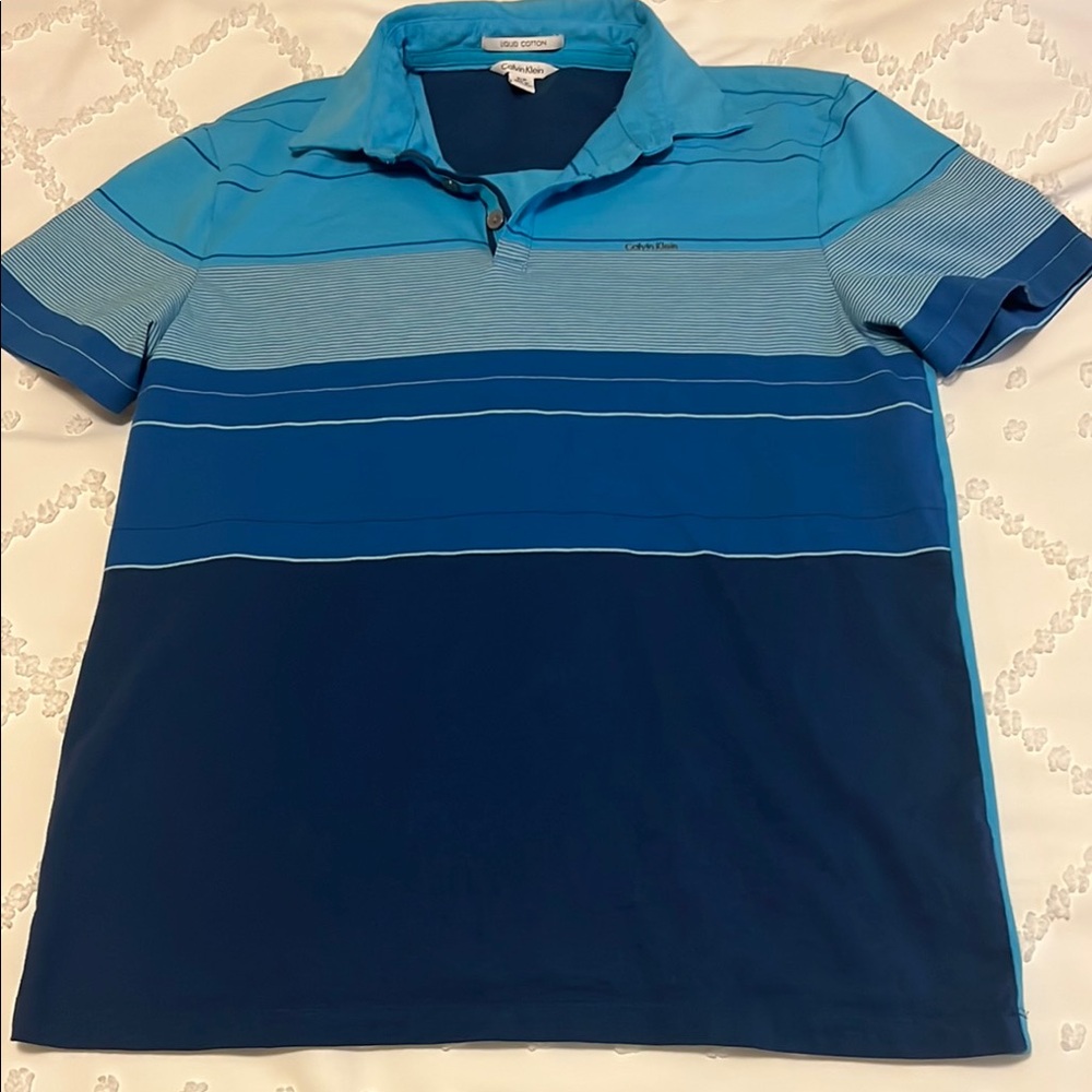 Calvin Klein Blue Striped Polo Shirt
